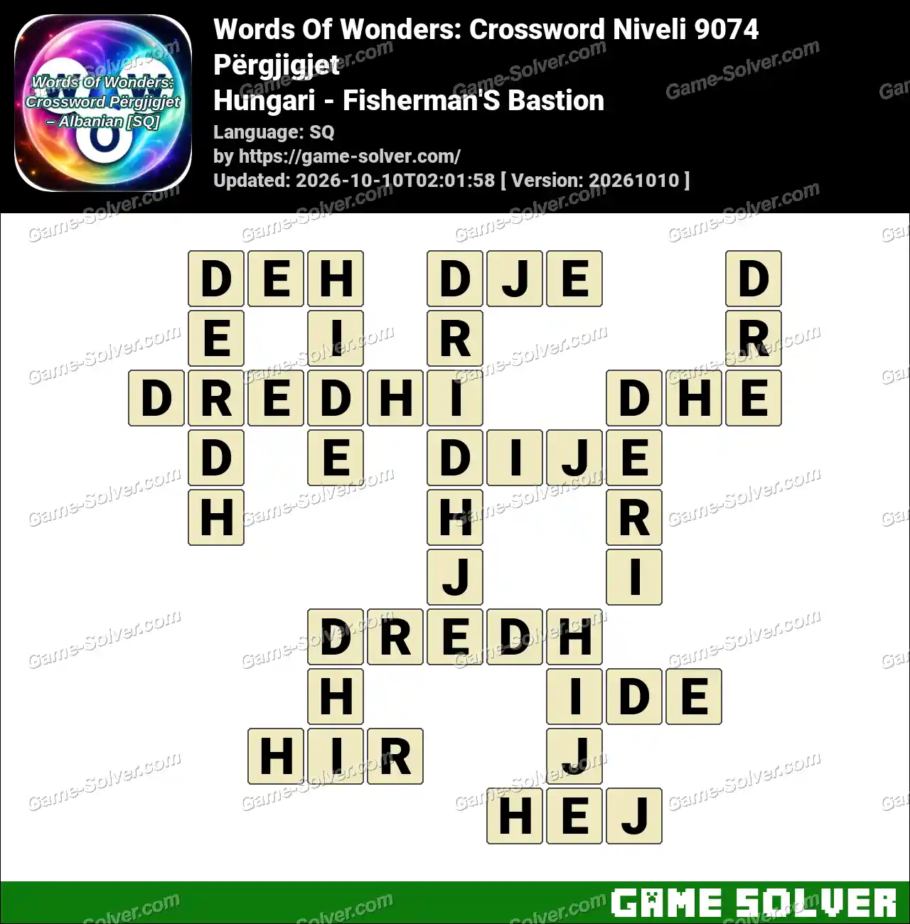 Words Of Wonders: Crossword Niveli 9074 Përgjigjet – Hungari – Fisherman’S Bastion